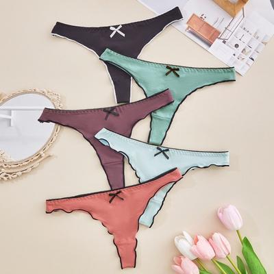 Dámská tanga bezešvé s nízkým pasem bavlněné spodní prádlo sexy volánkový lem bikiny kalhotky dámské prodyšné kalhotky