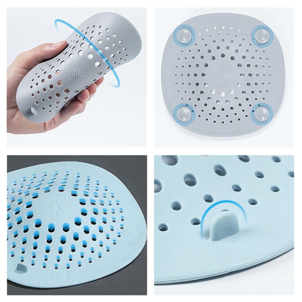 Silicone Floor Drain Cover Anti-Odor Anti-Clog Suitable for Kitchen Sink Bathroom Drain with Hair Filter Accessory Tool