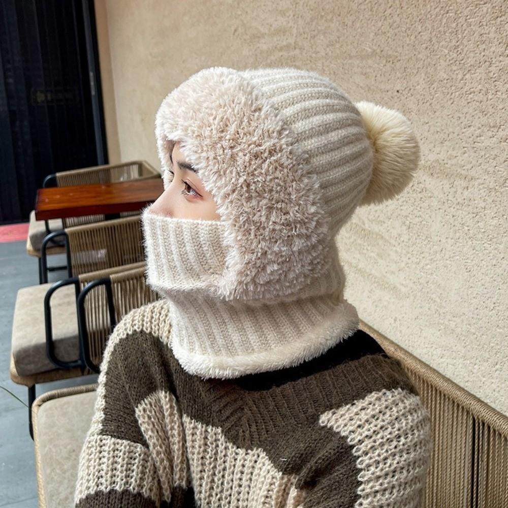Warm Pullover Cap Windproof Neck Warmer New Scarf Mask Integrated Hat  Autumn and Winter