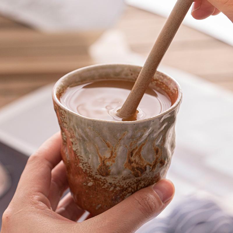 Retro Coarse Pottery Kiln Flowing Glazed Teacups Japanese Coffee Mug Cups Living Room Coffee Table Decoration Accessories