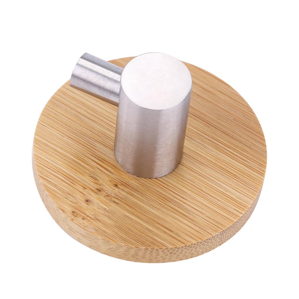 Natural Bamboo Stainless Steel Wall Hanger Hook Bag Key Towel Hanger Kitchen Single Hook