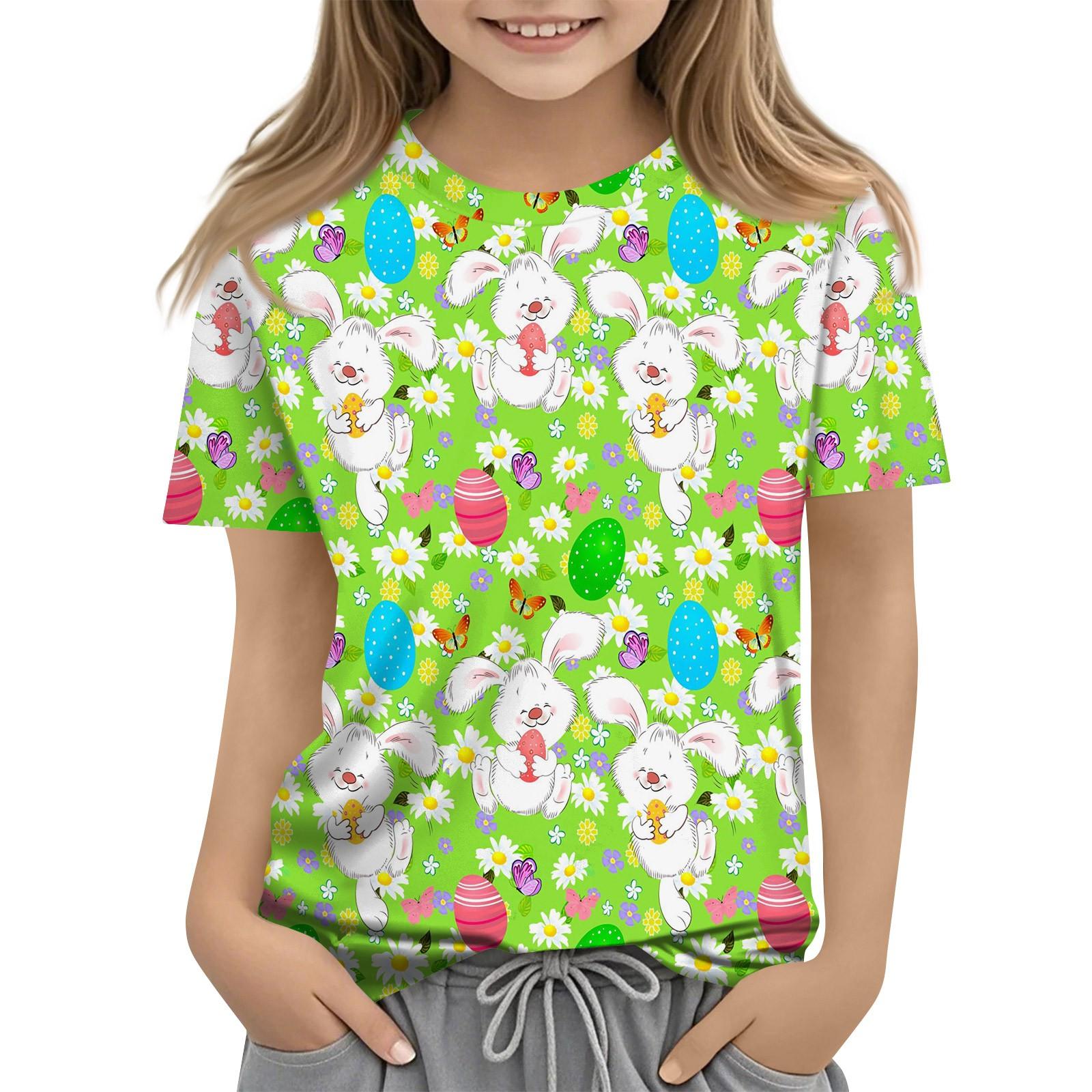 

Детская модная повседневная футболка с коротким рукавом и круглым вырезом с растительным принтом 120 циан