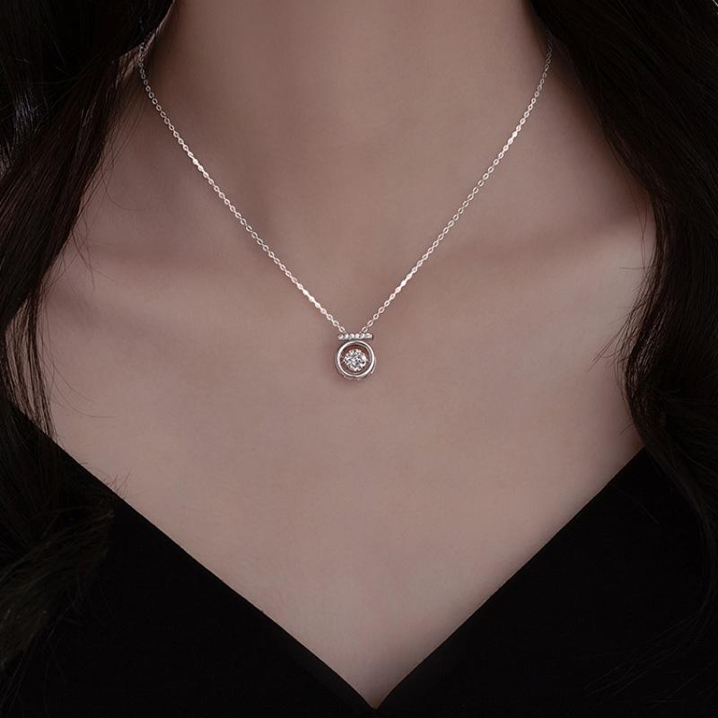 S925 Sterling Silver Beating Heart Necklace Women's Versatile Premium Smart Clavicle Chain