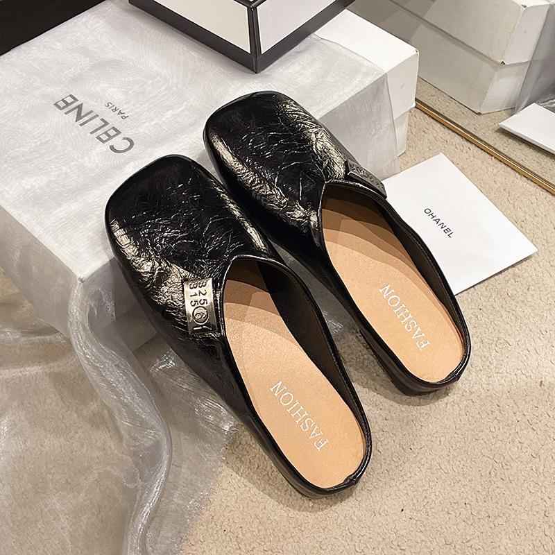 

Ленивые люди крутят педали, надевают пакет на голову и полушлепки для женщин, чтобы носить весной и летом, нишевые туфли Мюли с открытой пяткой на плоской подошве 40 чёрный