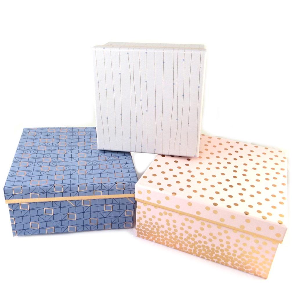 Les Trésors De Lily [P1094] - Set of 3 Nesting Boxes 'Baroque Art' Blue-grey Pink