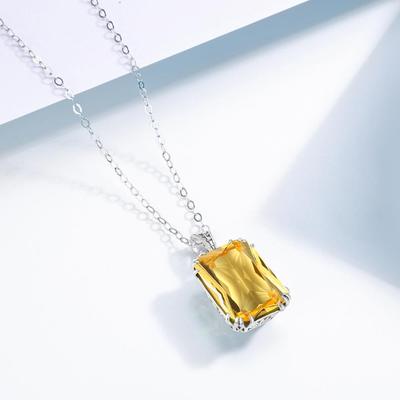Collier pendentif en citrine pour femme, bijoux en argent sterling 925 véritable, vente exclusive de marque, bijoux fins pour les amoureux, cadeau