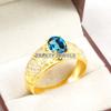 London Blue Topaz Oval With 925 Silver Sterling Gold Plated Ring For Men's #B245 JL375676048112