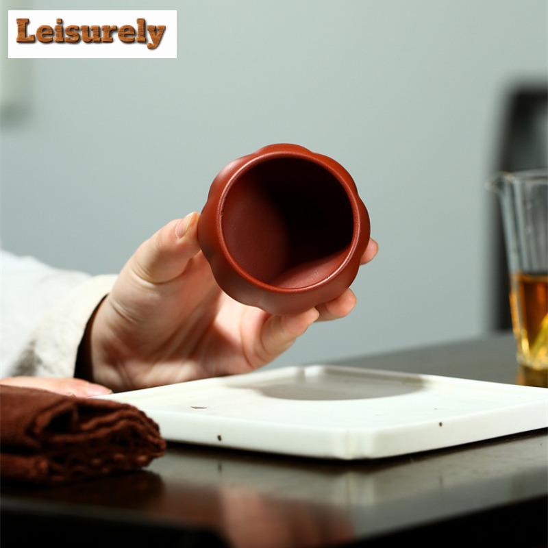 2 Teile/satz Yixing Roherz Lila Ton Teetasse Meditationstasse Boutique Handgemachte Teeschale Meisterteetasse Chinesisches Zisha-Teeset 90ml