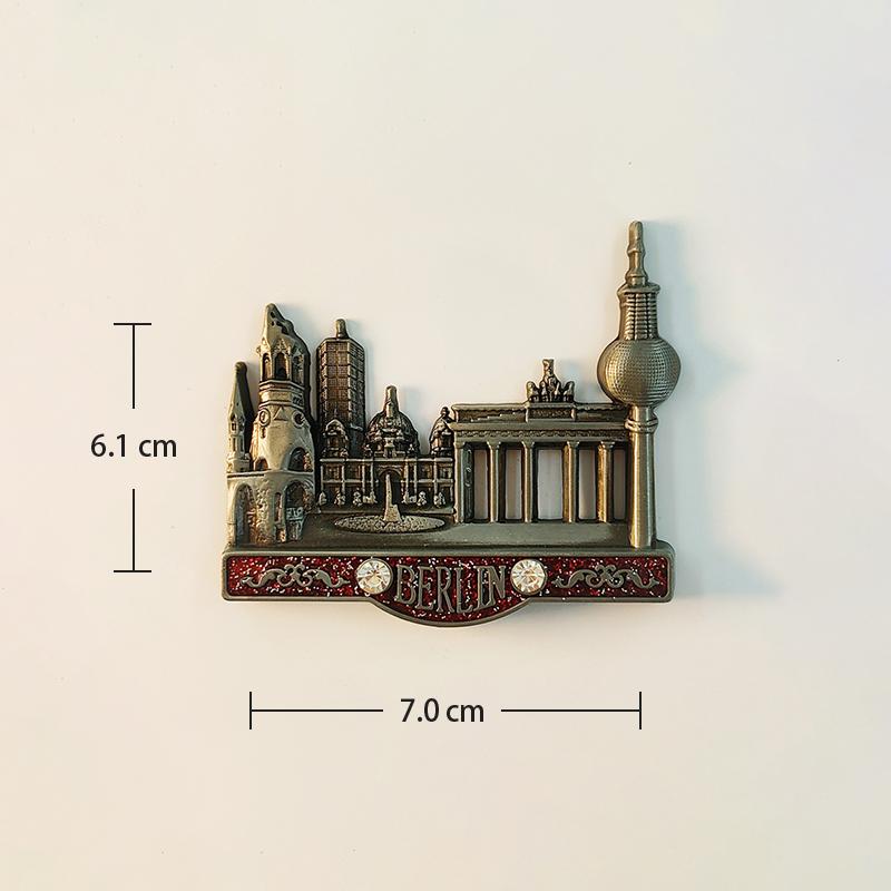 Tyskland Berlin Brandenburger Tor 3D Stereoskopisk Turisme Suvenirer Metalldekorasjon hjem Kjøleskapsmagneter