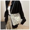 New Chinese Style Silk Bucket Bag Women Fashionable Woven Shoulder Purse Soft Underarm Handbag