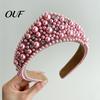 Soft Fabric Hair Accessories Faux Pearl and Diamond Headband for Women, Fashion Crown Style Headband, Elegant Cute Bands Parties with Comfortable Fit