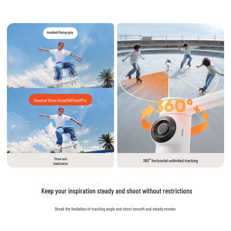 Insta360 Flow 2 Pro Handheld AI Gimbal: Intelligent 360° Phone Stabilizer with Anti-Shake Technology.