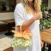 Bow Printed Flower Drawstring Handbag Polyester Storage Bag Vintage Polka Dot Tote Bag  Shopping