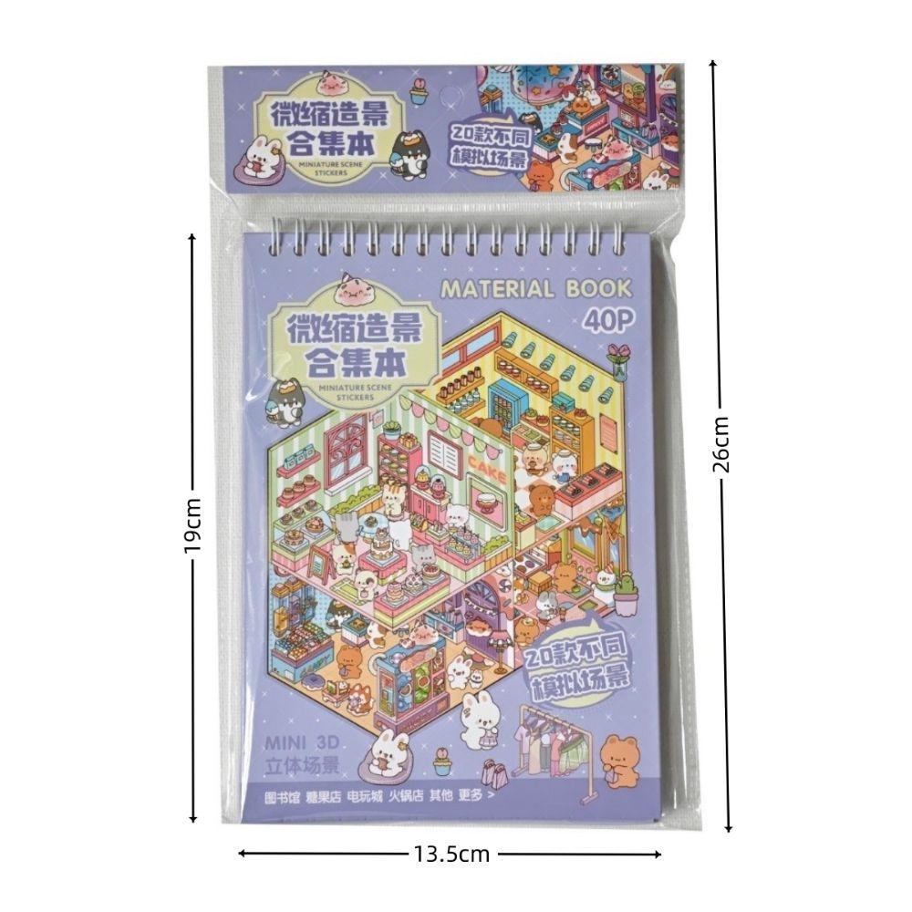 PET 3D Landscaping Stickers 20 Sheets Scene Cartoon Town Visual Stacking Sticker DIY Crafts Miniature Scene Stickers