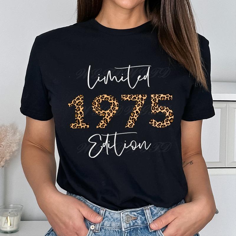 Women Crew Neck Leopard 1970 To 1979 T-shirt Ladies T Shirts Summer Casual Tops Tees Clothing