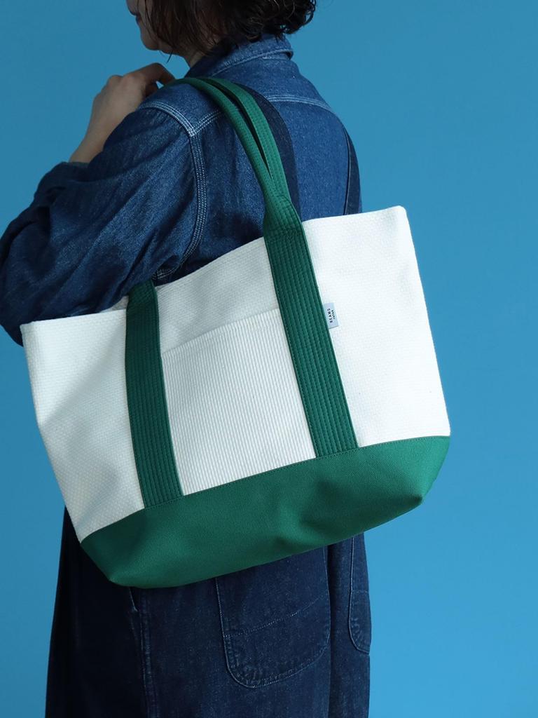 Beams Japan Canvas Bag (UNISEX) Sasicco OBI Tote Bag (Green, Free Size)