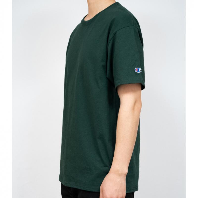 Champion Camiseta lisa de manga corta verde oscuro T425 Dark Grenn