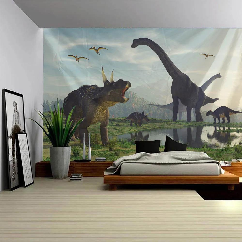 Dreamy Forest Dinosaur Tapestry Magic Forest Animal Living Room Bedroom Decoration Sofa Wall Cartoon Wall Hanging Cloth