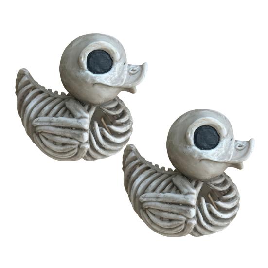 1/2Pcs Halloween Skeleton Duck Statue Waterproof UV Resistant Indoor Outdoor Festival Scene Decoration Creepy Mini Figurine