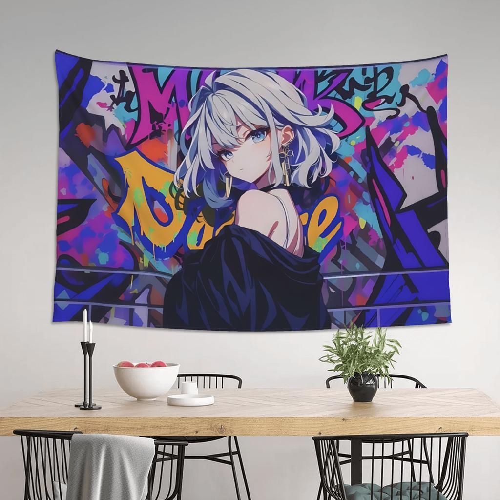 Colorful Anime Girl Tapestry Wall Hanging Blanket Tapestry Home Decor Items Wall Decorations