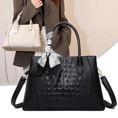 Women's Simple Crocodile Leather Shoulder Bag Large Capacity Travel Bag Female Messenger Luxury Fashion Totes