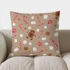 Christmas Poinsettia Pattern Throw Pillow Cover With Short Plush Print Living Room Sofa Decoration Cushion Cover Pillow Covers