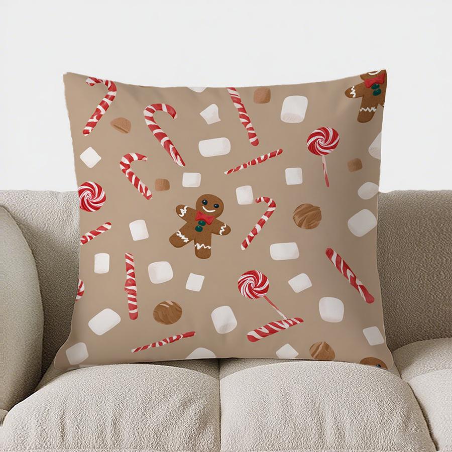 Christmas Poinsettia Pattern Throw Pillow Cover With Short Plush Print Living Room Sofa Decoration Cushion Cover Pillow Covers