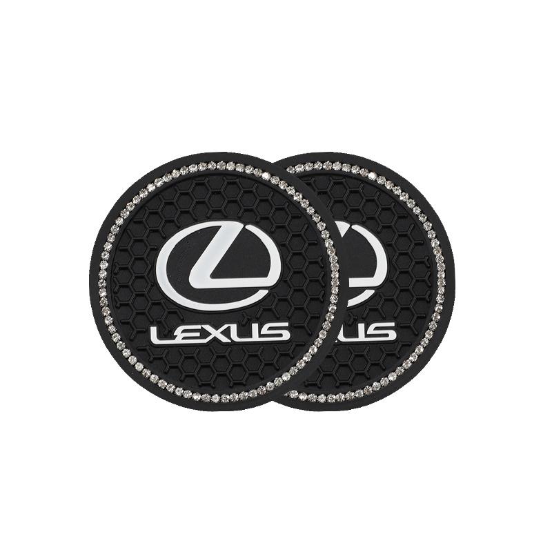 2Pcs Car Coaster PVC Logo Water Cup Pad Anti Slip Mat Accessories For Lexus FSPORT LBX NX RX 350h 450h ES UX 300e GS GX IS LS