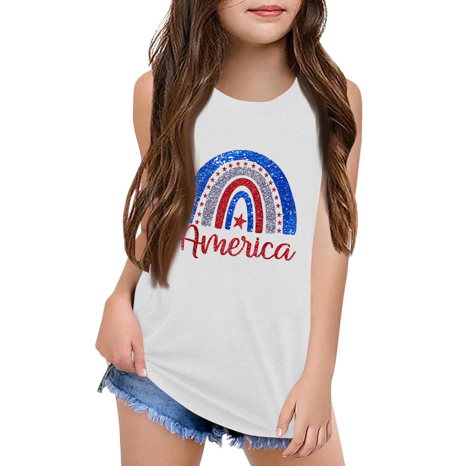 

Дівчачі Дитячі Літні Футболки з Круглим Вирізом Без Рукавів Майки 140 червоний