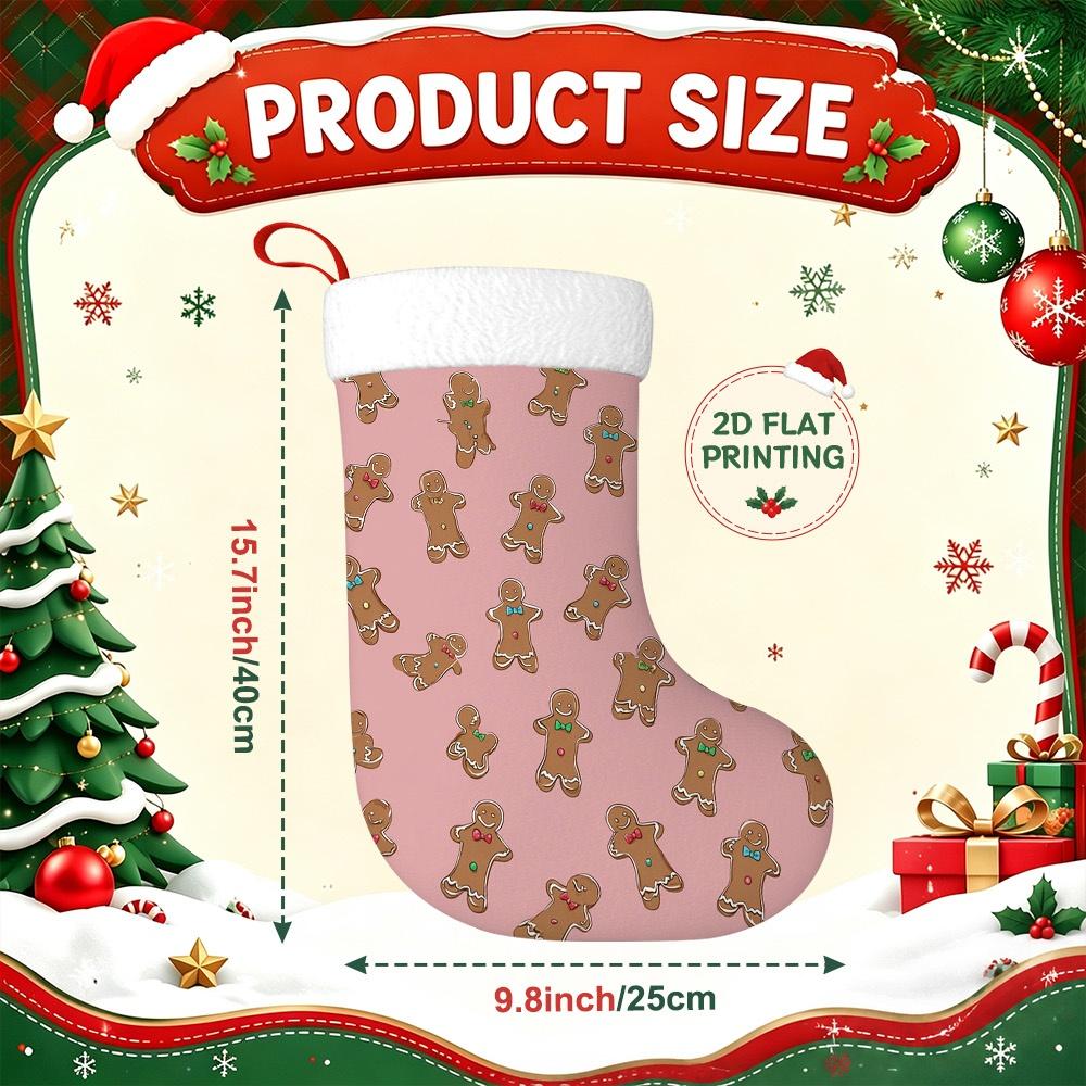 Christmas decoration fireplace hanging stocking1pc 2D Flat Seasonal Christmas Stockings with Christmas Pink Gi