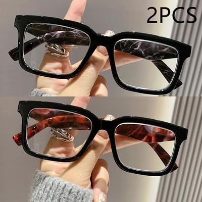 1/2/3PCS Anti Blue Light Reading Glasses Trendy Square Frame For Men Women Spring Large Frame 2225