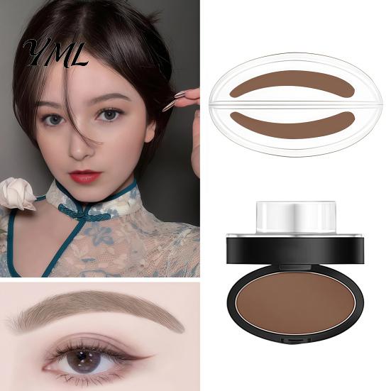 Beginners Eyebrow Stencils Stamp & Brow Powder, Waterproof Long Lasting Power Seal Defining with Mirror, Eye Makeup Tools for Women Professional