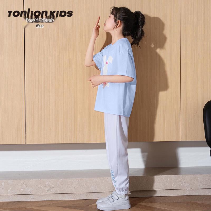 Tangshi Girls 2026 Summer Short-Sleeve Two-Piece Sportswear Set 160
