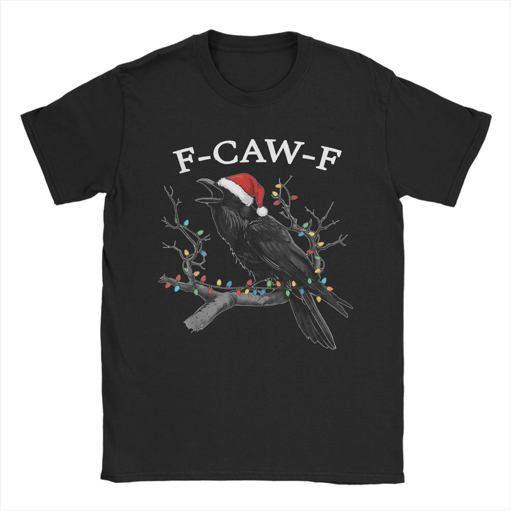 F-Caw-F Czarna Wrona Zabawny Ptak Kraczący Grunge T-Shirt Popularne Koszulki Krótki Rękaw Zabawne Topy Okrągły Dekolt Oversize