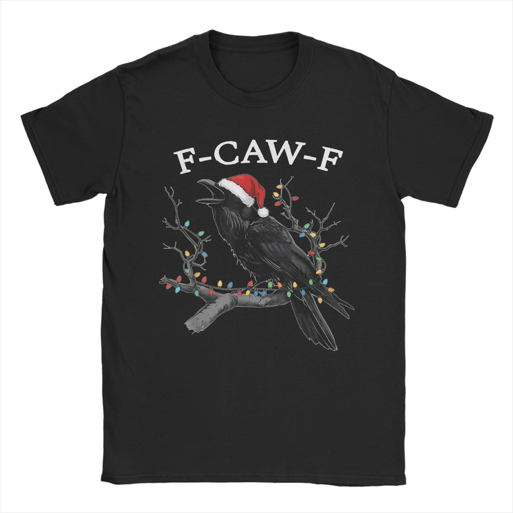 

Merry F-Caw-F Christmas Black Crow Funny Black Bird Meme T Shirt Couple T Shirts Summer O Neck Popular Tee Shirt Big Size Tops 4XL