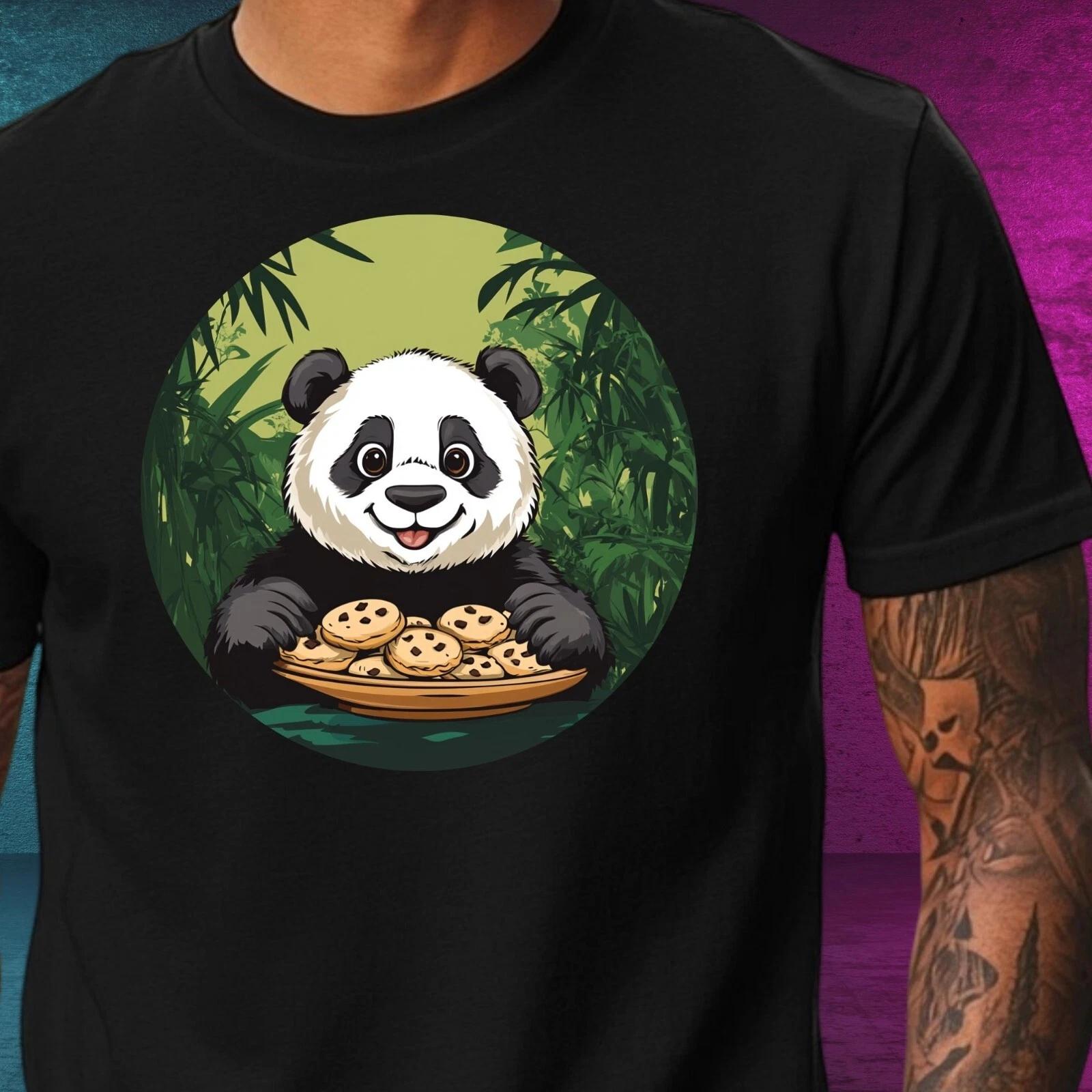 T-Shirt Herren Panda mit Keksen Motiv Baumwolle Größe XS bis 5XL L