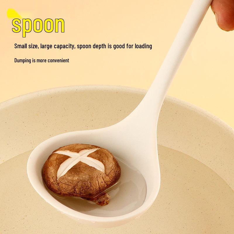 Pink-Handled Silicone Kitchen Tool Set: Spatula, Stir-Fry Spatula, Soup Ladle, Rice Spoon, Skimmer - High Temperature Resistant.