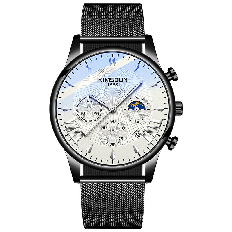 KIMSDun Uhr Herren Top Marke Luxus Uhr Neue Mondphase Stern Herrenuhr Studenten Mode Trend Multifunktion Quarz Form Wasserdicht Herrenuhr