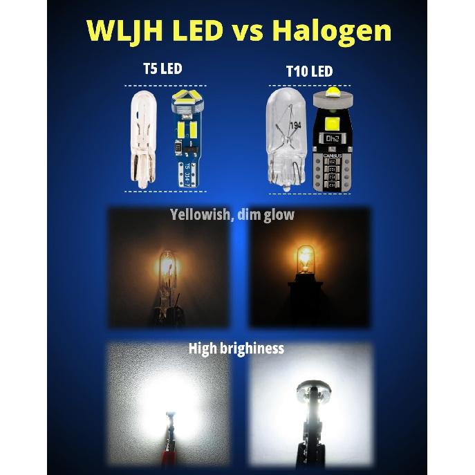 WLJH 40 Pack 194 168 T10 T5 LED Bulbs With Sockets, Non Polarity, Dimmable, For Dash Cluster Dome Map Door Trunk Parking License Plate Lights,300 LM