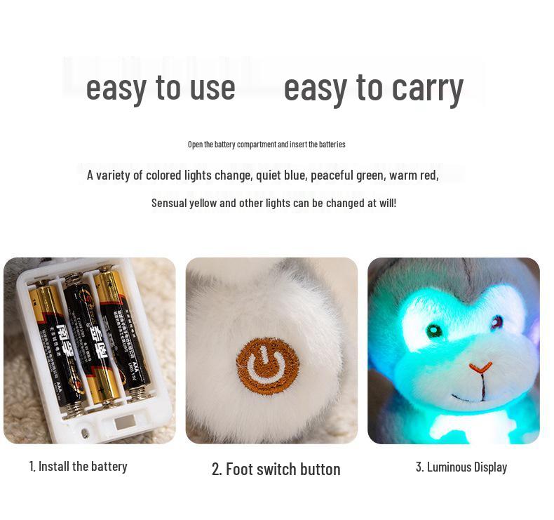 Luminous Elephant Monkey Plush Toy Doll for Kids - Ideal Birthday Gift for Girls