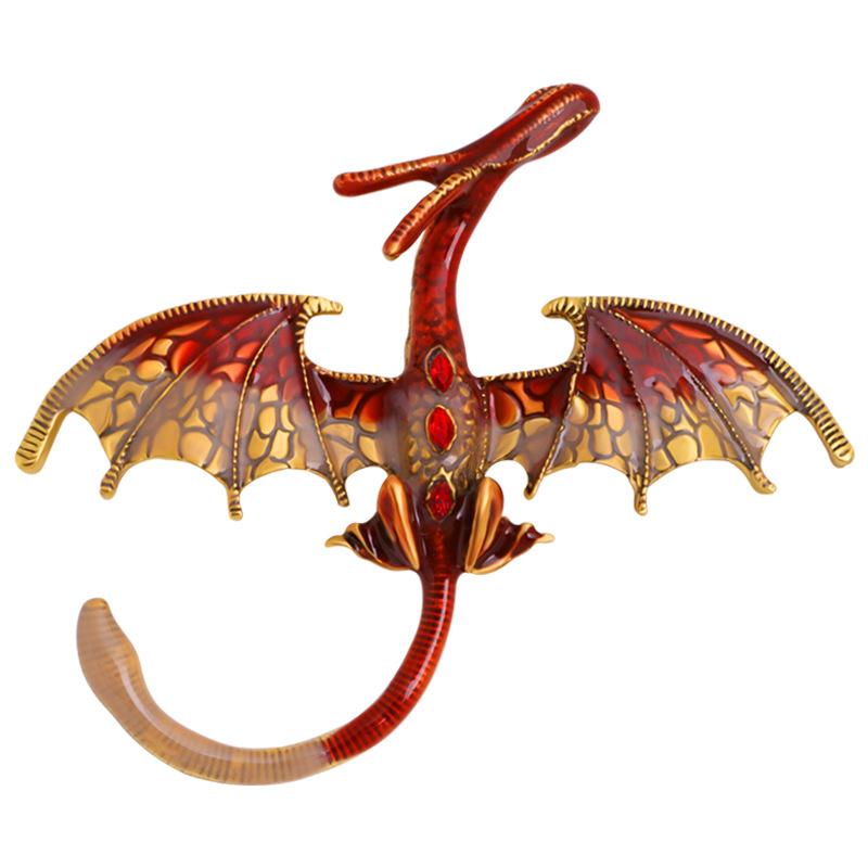 Retro Dripping Oil Cartoon Flying Dragon Shape Men's and Women's Accessories Jewelry Brooch