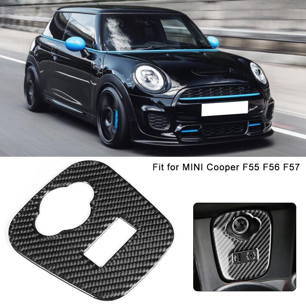 Carbon Fiber Cigarette Lighter Panel Cover Trim Sticker Fit for Mini Cooper F55 F56 F57
