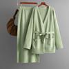 Fashion Wind V-neck Lace-up Knitted Cardigan Top Skirt Suit Knitted Top and Skirt Set