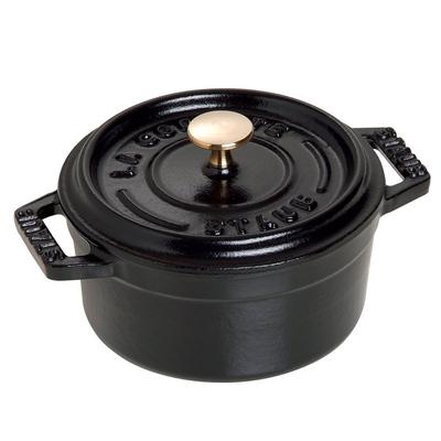 Staub Pico Cocotte - Olla pequeña de esmalte fundido a mano, color negro, japonesa La Cocotte redonda "Mini 10 cm" [Producto autorizado] 40500-101