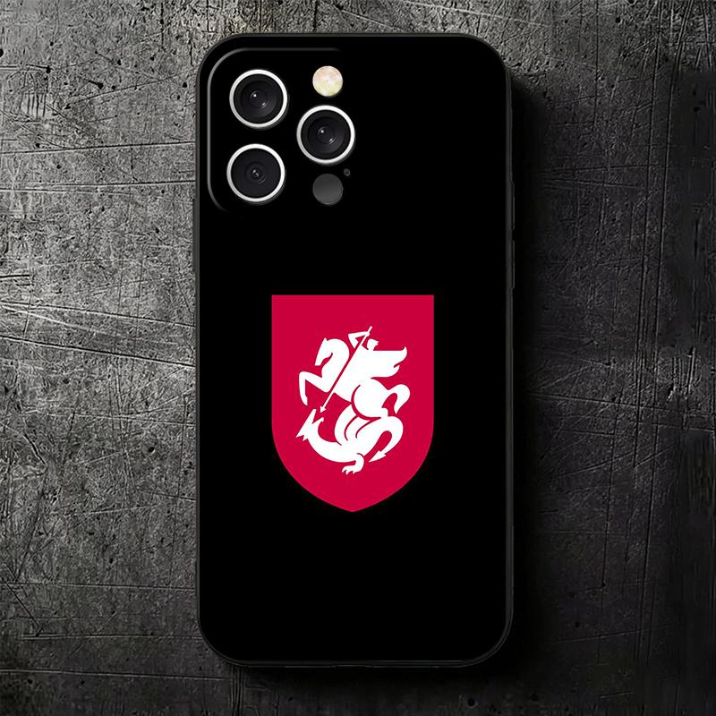 Georgia Passflagge Weiche Handyhülle für iPhone 16 16E 17 Air 15 Pro Max 14 Plus 13 Mini 11 12 7 Schwarze Hülle Rückschale