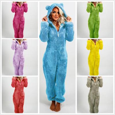 Plus Size 5XL Damen-Overall aus samtdicker Wolle für zu Hause mit Kapuze
