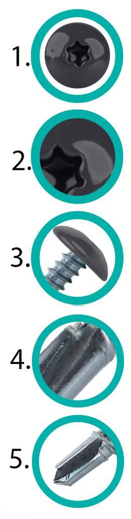Self-tapping screws GT5 PH 5.5x19mm RAL 7024