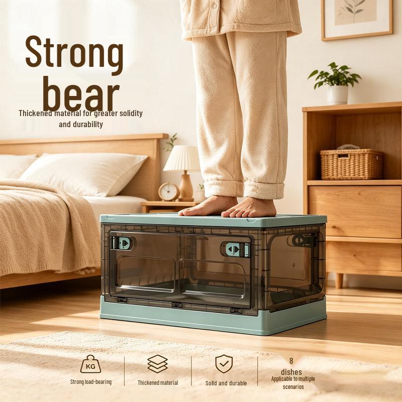 Thickened Foldable Transparent Storage Box with Double Doors - Large Capacity for Small Apartments