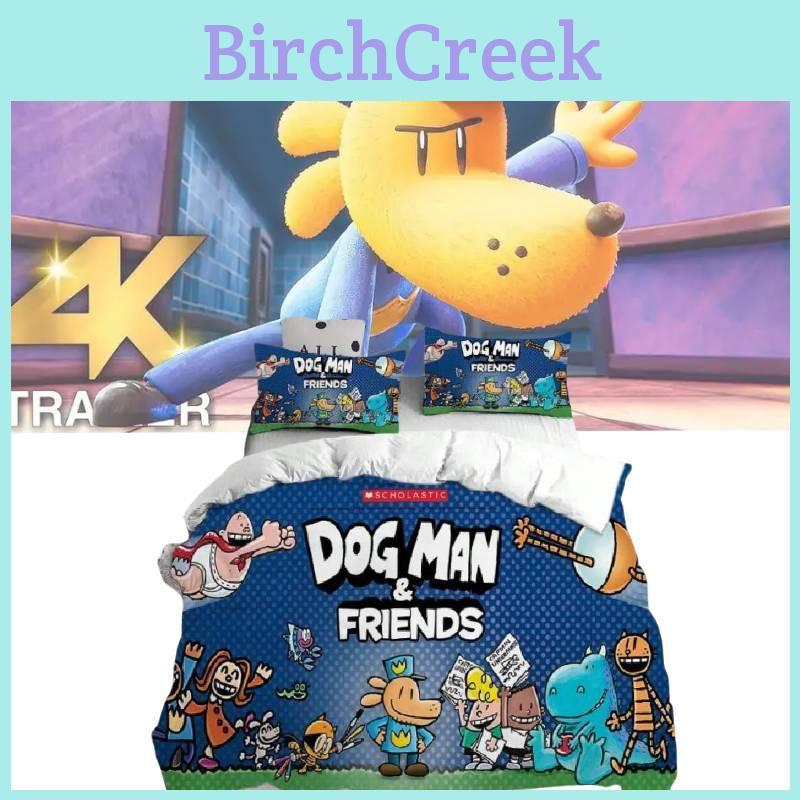 Dog Man Bedding Sets Cartoon Bed Cover Pillow Duvet Cover With Modern Style For Kids Room Decor