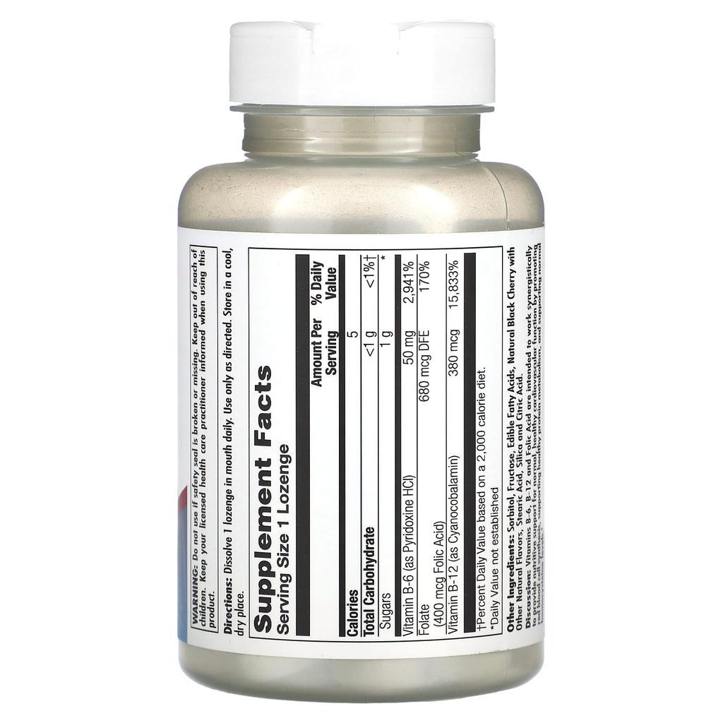 B-6 B-12 Folic Acid, Black Cherry Flavor, 60 Lozenges
